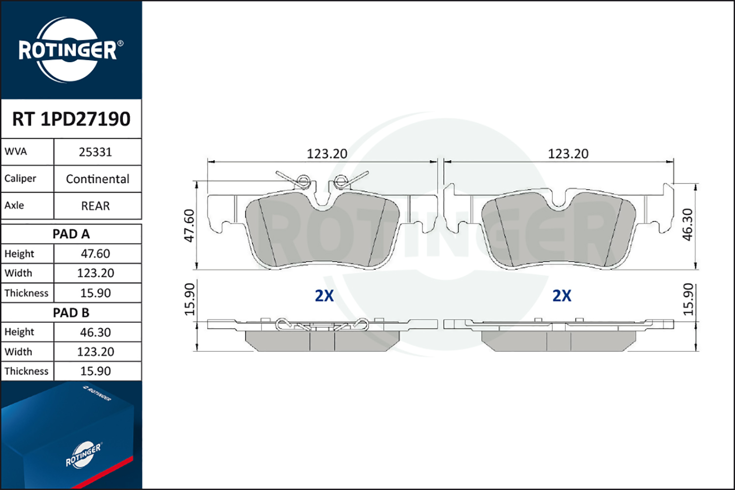 ROTINGER Fékbetét, mind RT1PD27190_ROT